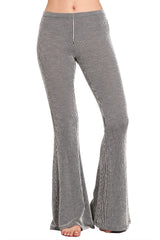 Ribbed Pinstripe Bell Bottom Stretch Yoga Pants