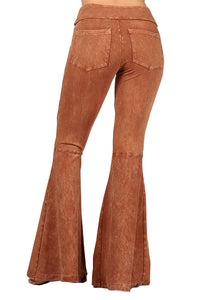 French Terry Bell Bottom Yoga Pants with Pockets Copper Penny