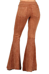 Plus Size French Terry Bell Bottom Yoga Pants with Pockets Copper Penny