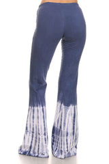 Blue and White Dip Dyed Bell Bottom Stretch Yoga Pants