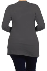 Plus Size Square Cut Soft Knit Long Sleeve Cardigan