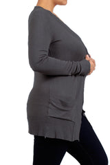 Plus Size Square Cut Soft Knit Long Sleeve Cardigan
