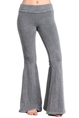 French Terry Bell Bottom Yoga Pants with Pockets Gray