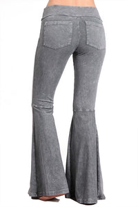 French Terry Bell Bottom Yoga Pants with Pockets Gray