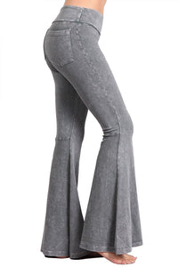 French Terry Bell Bottom Yoga Pants with Pockets Gray