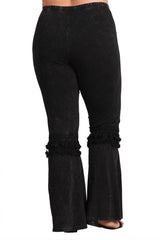 Women's Plus Tassel Bell Bottom Stretch Yoga Pants Black