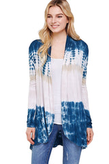 Long Sleeve Open Front Tie Dye Cardigan Ocean Sand