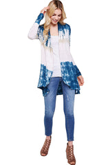 Long Sleeve Open Front Tie Dye Cardigan Ocean Sand