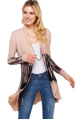 Long Sleeve Open Front Tie Dye Cardigan Cappuccino